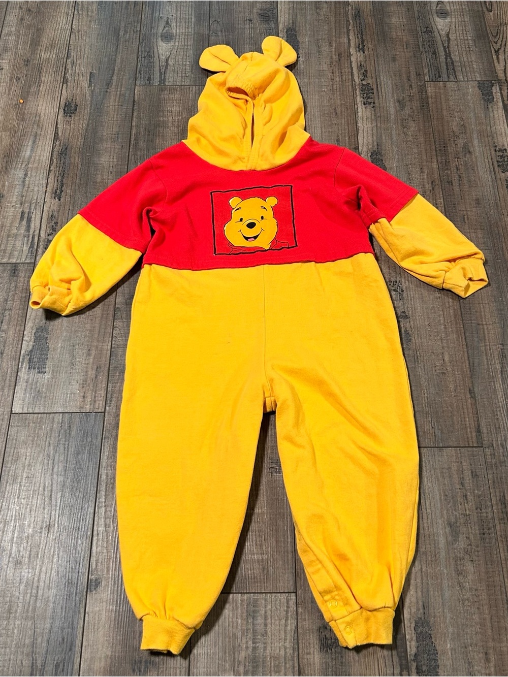 Vintage Winnie The Pooh Costume Hooded Outfit Romper Snap 4T